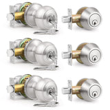 6 Pack Entry Door Locksets with Single Cylinder Deadbolt, Oil Rubbed Bronze Exterior Door Lock Set with Same Key, Front Roound Door Knob and Deadbolt Set