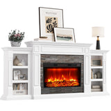 Naice 72" Electric Fireplace with Mantel Fireplace TV Stand for Living Room