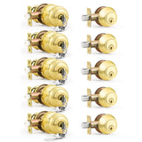 6 Pack Entry Door Locksets with Single Cylinder Deadbolt, Oil Rubbed Bronze Exterior Door Lock Set with Same Key, Front Roound Door Knob and Deadbolt Set