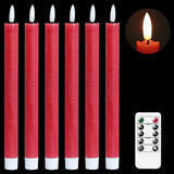 GenSwin Flameless Ivory Taper Candles Flickering with 10-Key Remote, Battery Operated Led Warm 3D Wick Light Window Candles Real Wax Pack of 6, Christmas Home Wedding Decor(0.78 X 9.64 Inch)