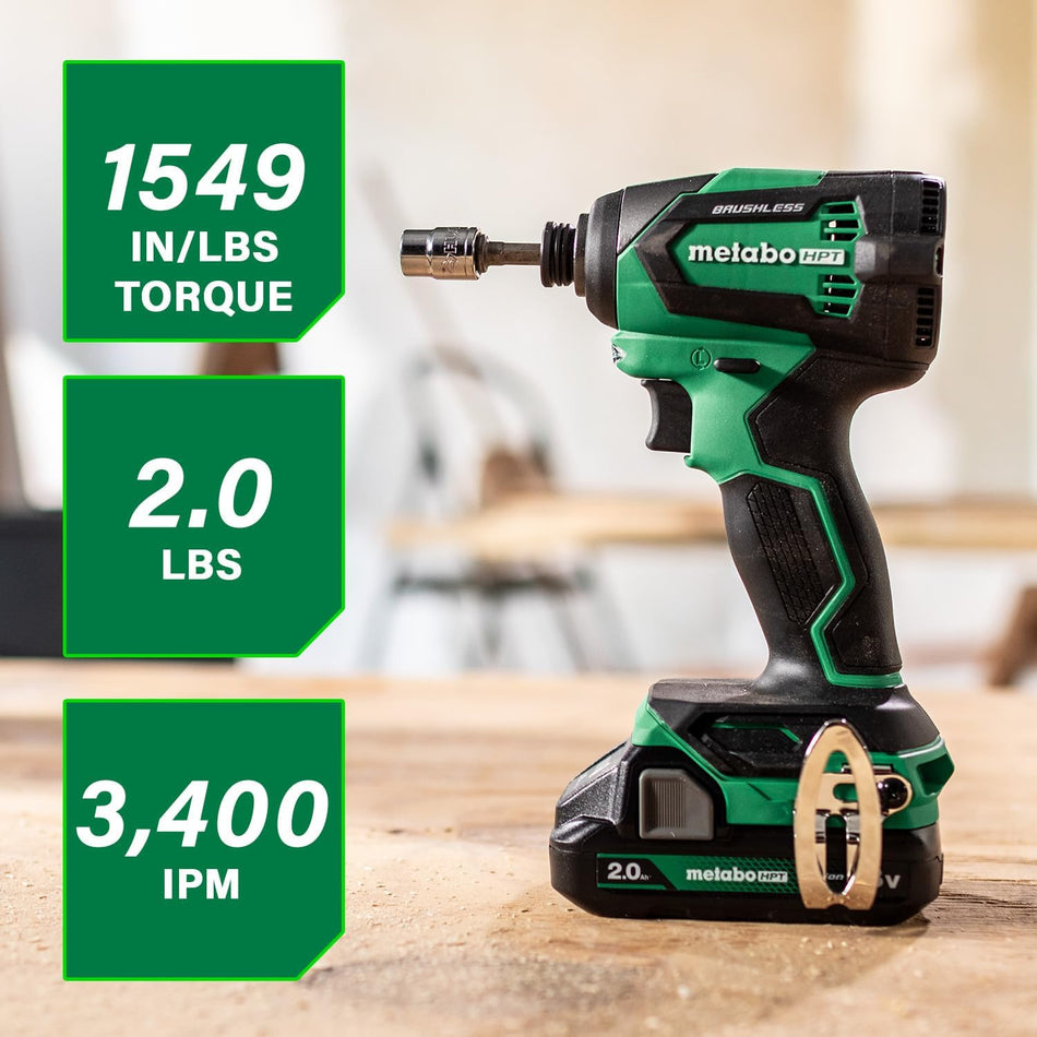 Metabo HPT 18V Cordless Brushless, Impact Driver Kit, WH18DEX