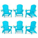 Plawdlik Folding Adirondack Chair with Cup Holder, HDPE All-Weather, Navy