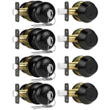5 Pack Front Door Lock Set, Keyed Alike Exterior Door Lock Set with Deadbolt, Single Cylinder Deadbolt Lock and Entry Door Knob Set,Round Ball Brushed Nickel Door Knobs with Lock and Keys
