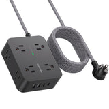 Surge Protector Power Strip - HANYCONY 8 Outlets 4 USB (2 USB C) Charging Ports, Multi Plug Outlet Extender, 5Ft Braided Extension Cord, Flat Plug Wall Mount Desk Charging Station for Home Office ETL