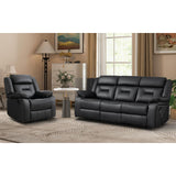 EBELLO Faux Leather Recliner Sofa Furniture Set for Living Room, Recliner Chair, Manual Loveseat, 3 Seat Recliniing Sofa Couch Set for Meeting Room, Brown