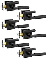 KNOBWELL 4 Pack Door Handles Black Matte Interior Door Levers for Closet Hallway Pantry Doorknob with No-Lock