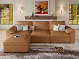 EASE MOOSE Modular Sectional Sofa, Leather Sectional Couch, Deep Brown