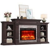 Naice 72" Electric Fireplace with Mantel Fireplace TV Stand for Living Room