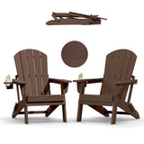 Plawdlik Folding Adirondack Chair with Cup Holder, HDPE All-Weather, Navy