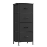 SONGMICS Dresser for Bedroom, Chest of Drawers, TV Stand, Steel, MDF, 5 Non-Woven Fabric Drawers, Storage Organizer Unit, Closet, Entryway, Ink Black and Ebony Black ULGS322B01S