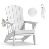 Plawdlik Folding Adirondack Chair with Cup Holder, HDPE All-Weather, Navy