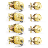 6 Pack Entry Door Locksets with Single Cylinder Deadbolt, Oil Rubbed Bronze Exterior Door Lock Set with Same Key, Front Roound Door Knob and Deadbolt Set