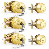 6 Pack Entry Door Locksets with Single Cylinder Deadbolt, Oil Rubbed Bronze Exterior Door Lock Set with Same Key, Front Roound Door Knob and Deadbolt Set
