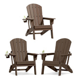 Plawdlik Folding Adirondack Chair with Cup Holder, HDPE All-Weather, Navy
