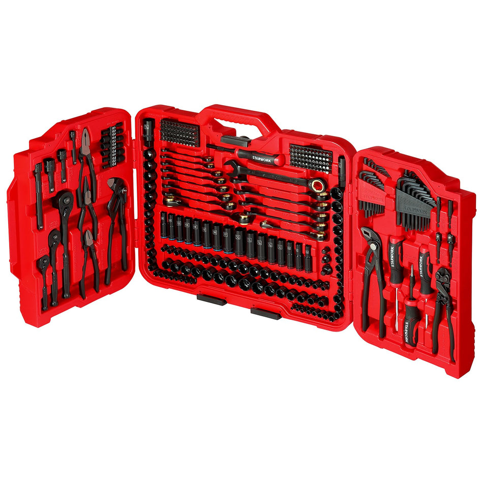 TRUE MECHANIC 303-Piece Mechanics Tool Set, 120T Ratcheting Wrench, Professional, SAE/Metric