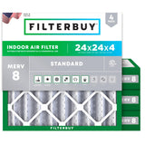 Filterbuy 16x25x1 Air Filter MERV 8 (MPR 700) Dust Defense Replacement (4-Pack), Electrostatic Pleated HVAC AC Furnace Filters, Made in USA (Actual Size: 15.50 x 24.50 x 0.75)