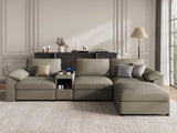 EASE MOOSE Modular Sectional Sofa, Leather Sectional Couch, Deep Brown