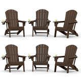 Plawdlik Folding Adirondack Chair with Cup Holder, HDPE All-Weather, Navy