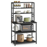 VASAGLE Coffee Bar, 31.5 Inches Baker's Rack for Kitchen with Storage, 6-Tier Kitchen Shelves with 6 Hooks, Microwave Stand, Industrial, Rustic Brown and Black UKKS019B01