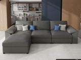 EASE MOOSE Modular Sectional Sofa, Leather Sectional Couch, Deep Brown