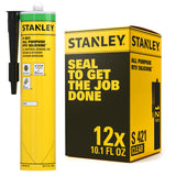 Stanley S421 RTV Silicone Caulk - 12x10.1 fl. oz. Clear,%100 Silicone Sealant, Waterproof and Flexible Sealer for Kitchen & Bathroom, 12 Pack
