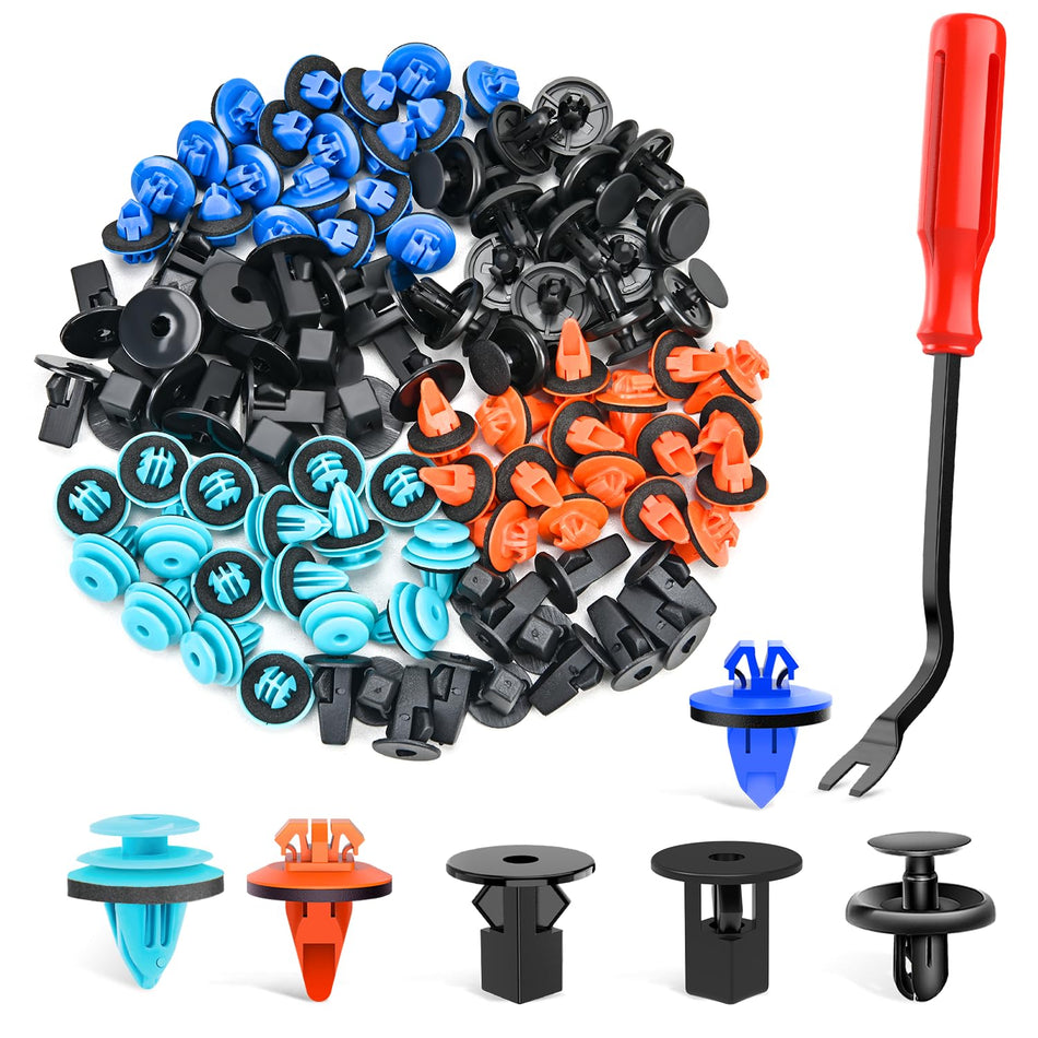 GOOACC Universal Plastic Fender Clips,200 Pcs Push Bumper Fastener Rivet Clips with 6 Size Auto Body Retainer Clips Bumpers,Car Fender Replacement for GM, Ford & Ch