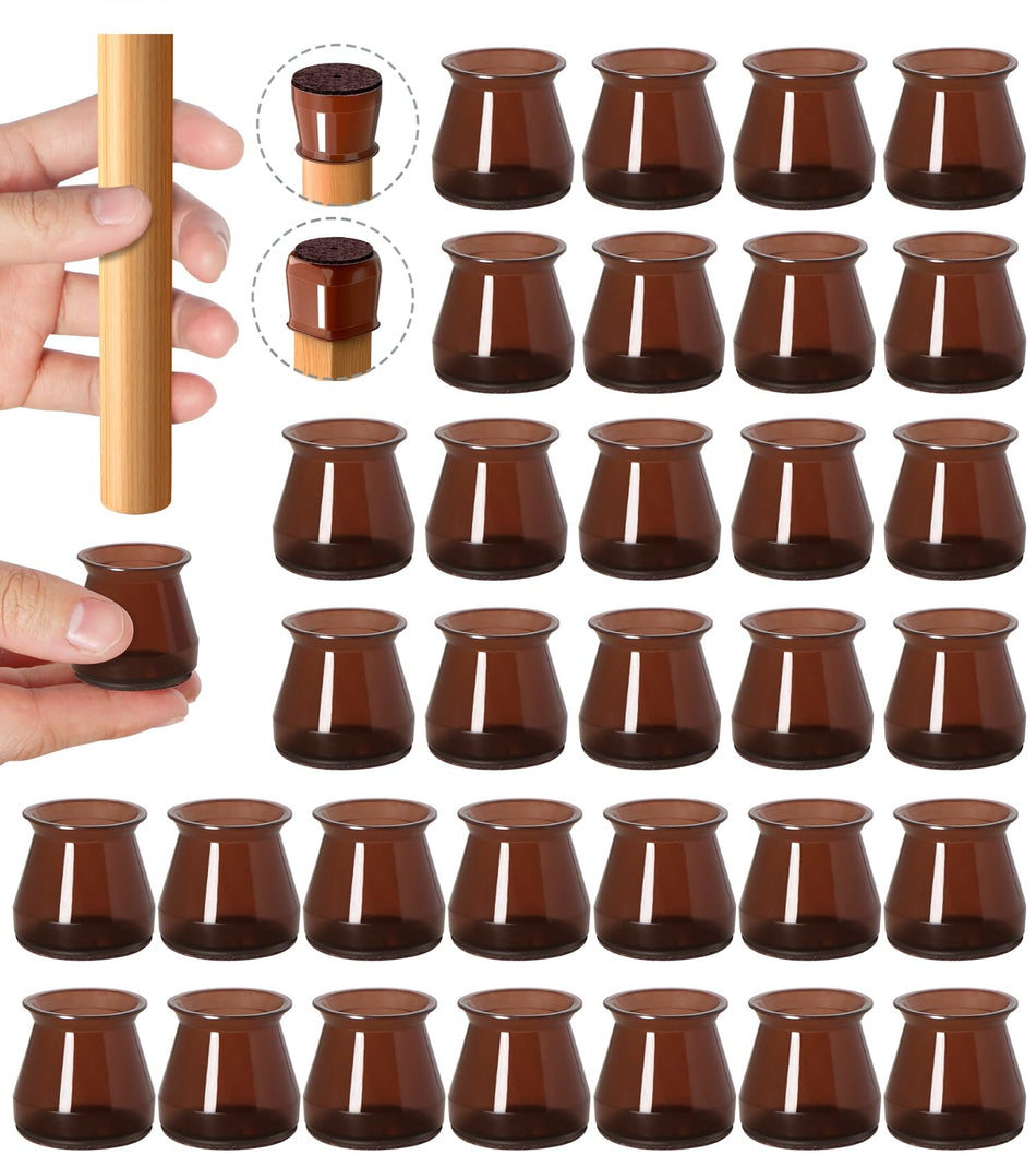 32 Pcs Chair Leg Protectors for Hardwood Floors, Silicone Felt Furniture Leg Cover Pad for Protecting Floors from Scratches and Noise, Smooth Moving, Large(Fit Round Diameter：1-5/16" to 2")