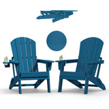 Plawdlik Folding Adirondack Chair with Cup Holder, HDPE All-Weather, Navy