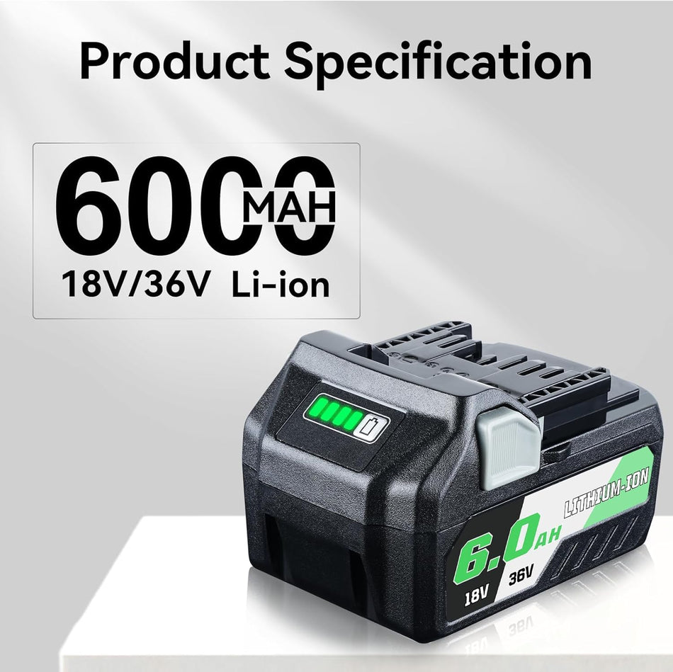 BSL36B18 6.0 Replacement for Metabo Battery, Upgrade Battery Compatible with Metabo 36V/18V Cordless Power Tools 2-Pack
