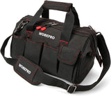 WORKPRO 14-inch Tool Bag, Multi-pocket Tool Organizer with Adjustable Shoulder Strap, W081021A , black