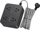 Surge Protector Power Strip - HANYCONY 8 Outlets 4 USB (2 USB C) Charging Ports, Multi Plug Outlet Extender, 5Ft Braided Extension Cord, Flat Plug Wall Mount Desk Charging Station for Home Office ETL