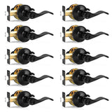 Probrico Wave Style Privacy Door Handles Interior Black Door Lever Lock Keyless Door Lockset for Bedroom and Bathroom Reversible Door Handle Knob for Left and Right Handed Doors, 5 Pack