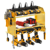 CCCEI Modular Power Tool Organizer Wall Mount with Charging Station. Garage 4 Drill Storage Shelf with Hooks, Screwdriver, Drill Bit Heavy Duty Rack, Tool Battery Holder Built in 8 Outlet Power Strip.