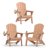 Plawdlik Folding Adirondack Chair with Cup Holder, HDPE All-Weather, Navy
