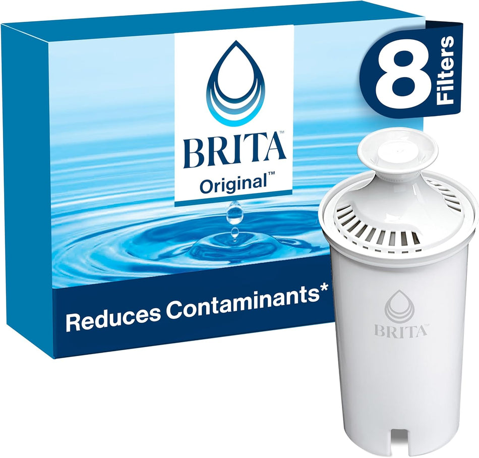 Brita Standard Water Filter for Pitchers and Dispensers, BPA-Free, Reduces Copper, Cadmium and Mercury Impurities, Lasts Two Months or 40 Gallons, Includes 4 Filters for Pitchers