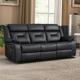 EBELLO Faux Leather Recliner Sofa Furniture Set for Living Room, Recliner Chair, Manual Loveseat, 3 Seat Recliniing Sofa Couch Set for Meeting Room, Brown