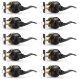 Probrico Wave Style Privacy Door Handles Interior Black Door Lever Lock Keyless Door Lockset for Bedroom and Bathroom Reversible Door Handle Knob for Left and Right Handed Doors, 5 Pack