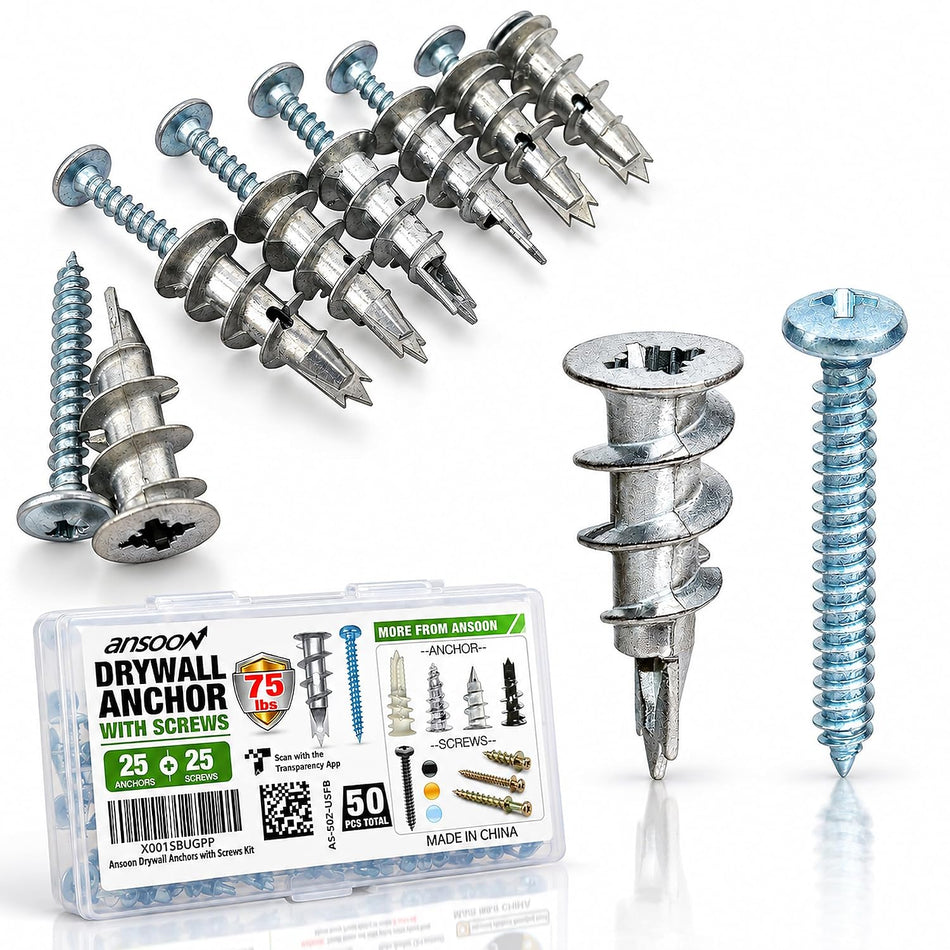 Metal Self Drilling Drywall Anchors Heavy Duty with Screws Kit-50Pcs