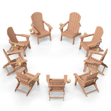 Plawdlik Folding Adirondack Chair with Cup Holder, HDPE All-Weather, Navy