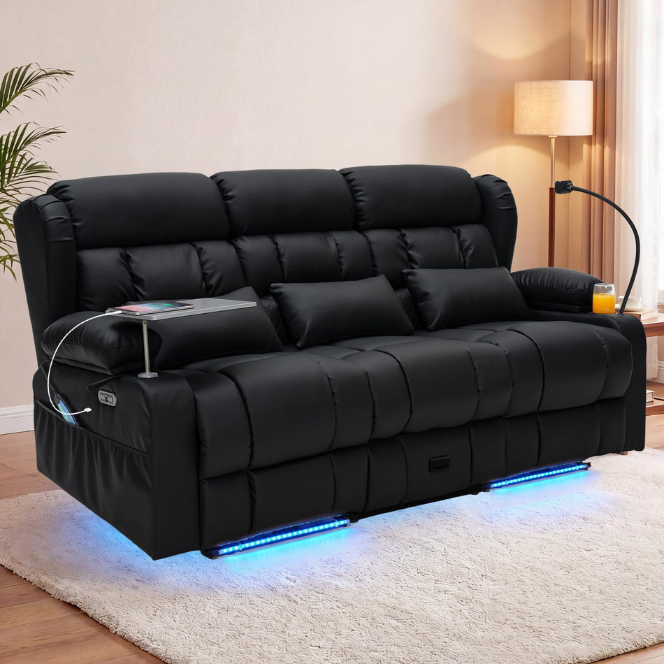 Redlife 3-Seater Power Recliner Sofa with Dual Consoles, Massage & Heat