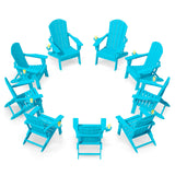 Plawdlik Folding Adirondack Chair with Cup Holder, HDPE All-Weather, Navy