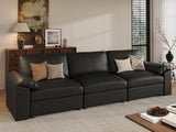 EASE MOOSE Modular Sectional Sofa, Leather Sectional Couch, Deep Brown