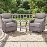 Luxury Swivel Rocker Chairs Fire Pit Set with 6" Thick Cushion 10 piece Wicker Outdoor Patio Chair with Sofa and Ottoman,Comfortable High Back Outdoor Patio Furniture Set - Brown | Gray