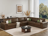 EASE MOOSE Modular Sectional Sofa, Leather Sectional Couch, Deep Brown