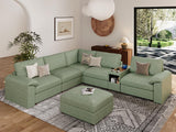 EASE MOOSE Modular Sectional Sofa, Leather Sectional Couch, Deep Brown