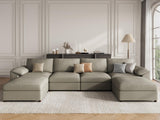 EASE MOOSE Modular Sectional Sofa, Leather Sectional Couch, Deep Brown
