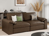 EASE MOOSE Modular Sectional Sofa, Leather Sectional Couch, Deep Brown