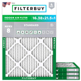 Filterbuy 16x25x1 Air Filter MERV 8 (MPR 700) Dust Defense Replacement (4-Pack), Electrostatic Pleated HVAC AC Furnace Filters, Made in USA (Actual Size: 15.50 x 24.50 x 0.75)