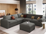 EASE MOOSE Modular Sectional Sofa, Leather Sectional Couch, Deep Brown
