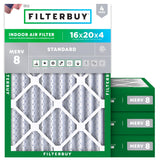 Filterbuy 16x25x1 Air Filter MERV 8 (MPR 700) Dust Defense Replacement (4-Pack), Electrostatic Pleated HVAC AC Furnace Filters, Made in USA (Actual Size: 15.50 x 24.50 x 0.75)